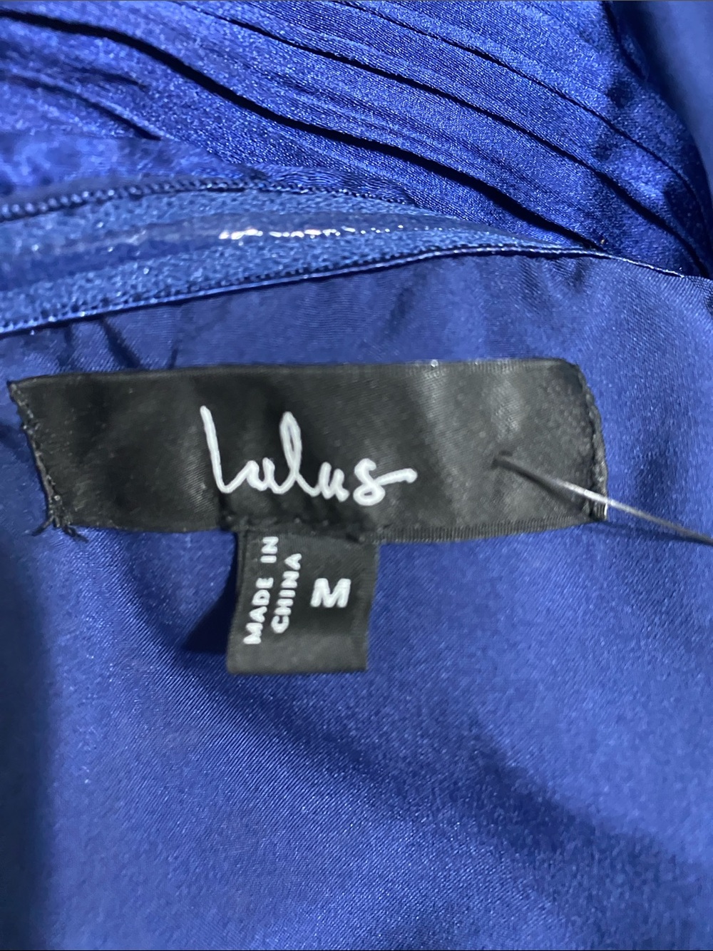 Lulus Elkay Navy Blue Pleated Satin Drop Waist Maxi Dress Size M NWT - Picture 12 of 16
